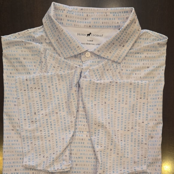 HTF! Horn Legend Bamboo Charcoal Luxury Golf Polo Blue/White Size Large SHOW OFF - Picture 5 of 13